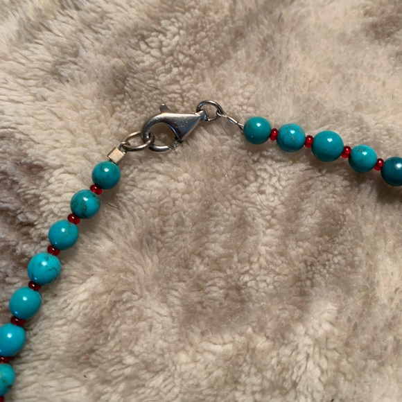 Turquoise and red stone bead necklace - Picture 3 of 4